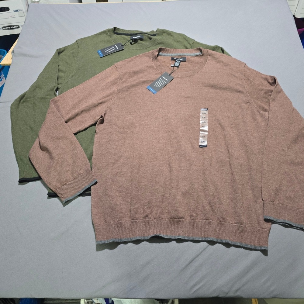 Kenneth Cole Sweater Set bundle of 2 Mens XXL Techni-Cole Cotton Wool Crew Neck
